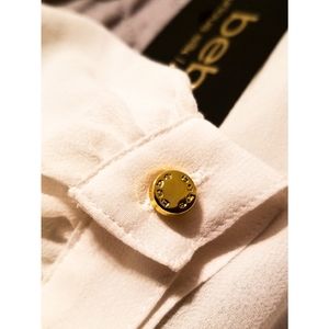 NWT BEBE Trimmed Yoke Blouse